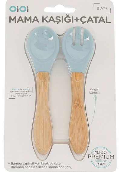Mama Kaşığı + Çatal Mineral Blue 3 Adet