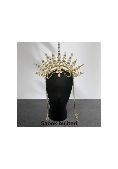 Alınlıklı Büyük After Gelin Tacı ,kına,nişan,söz,after,bride,party Taç Sarı - 707821223 Sarı