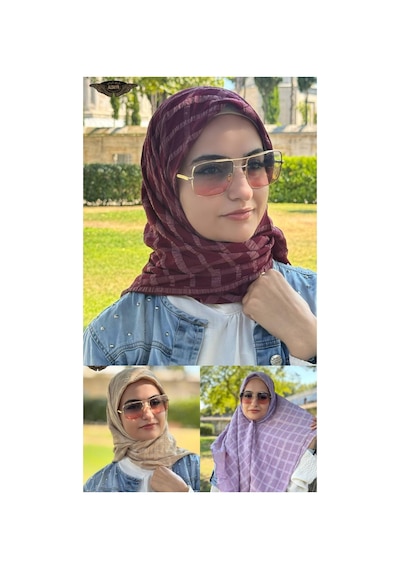 Aldaıyr 3 Jakarlı Caz Eşarp Pamuk 120x120 Çok Renklij03-4