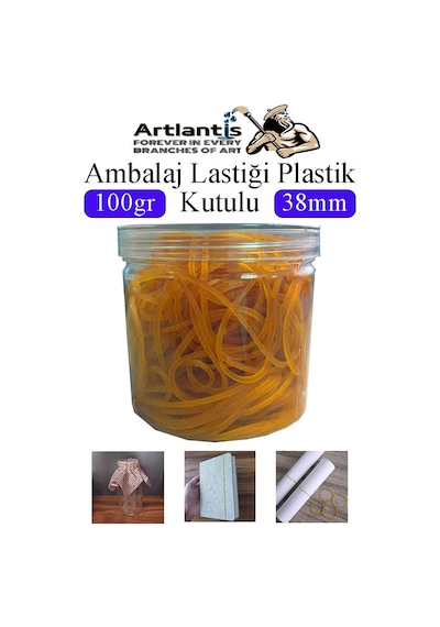 Ambalaj Lastiği 100 Gr Plastik Kutulu 1 Paket Mikro 38 Mm Para Lastigi Paket Lastiği Kopmaz %100 Kauçuk Elastik Kaliteli