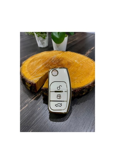 Ford Focus,fiesta,mondeo,cmax,courier Nano Yüksek Kalite Kumanda Kılıfı 3 Buton Beyaz Gold