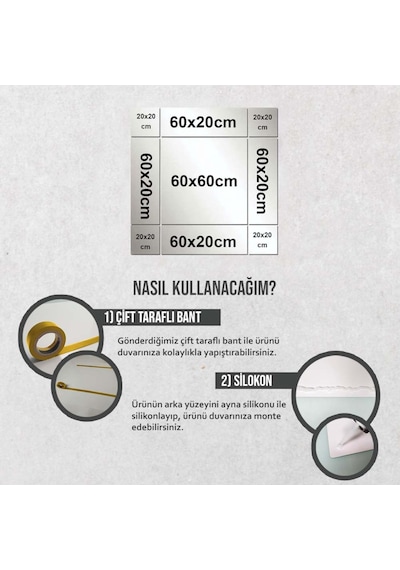 Decorıta Ayna - 9 Parçalı Tasarım Ayna - 100Cm X 100Cm