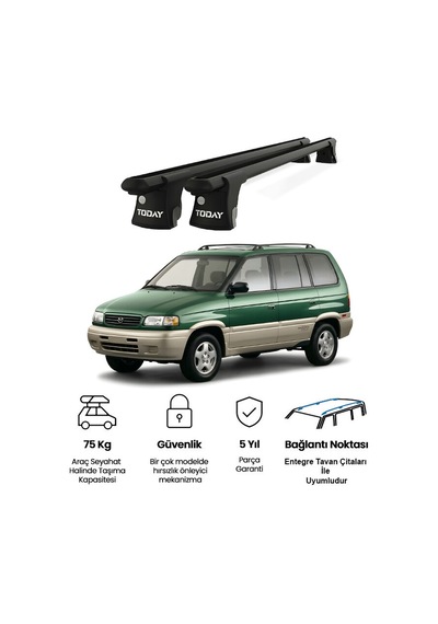 Trio-ı Mazda Mpv 1997-1999 Uyumlu Siyah Kilitli Ara Atkı 135cm Port Bagaj Tavan Barı