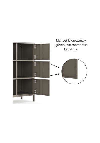 Pera Metal Çok Gözlü Dolap, 6 Kapaklı 80,50 X 40 X 109,50 Cm Ral 7039 Acıbadem Antrasit Pera Metal Çok Gözlü Dolap, 6 Kapaklı 80,50 X 40 X 109,50 Cm Ral 7039 Acıbadem Antrasit