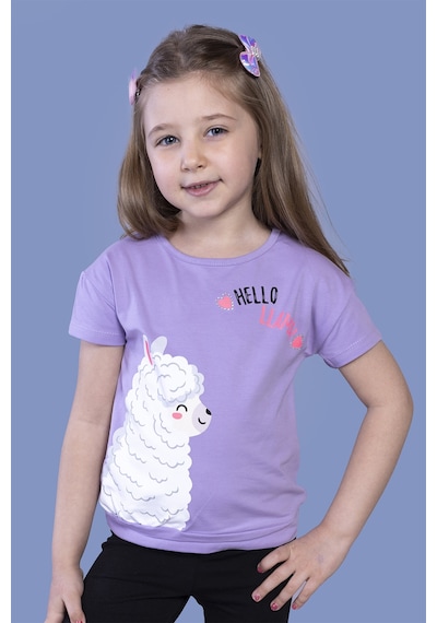 Toontoy Kids Toontoy Kız Çocuk Kuzu Baskılı Tişört Lila
