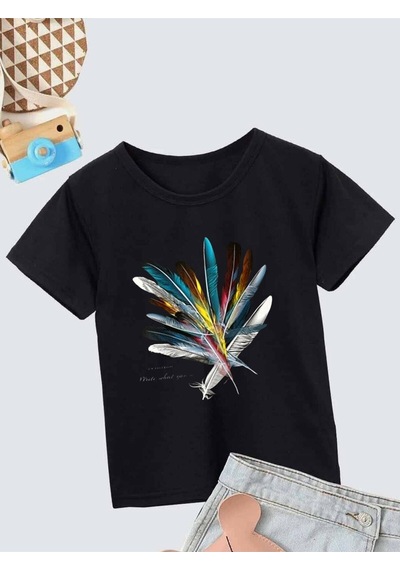Noıssey Kod:vsk Siyah Çocuk T-shirt Kids-kuş-tüyü-