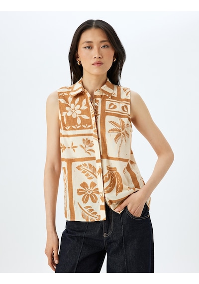 Koton Pamuklu Klasik Yaka Floral Desenli Kolsuz Gömlek Turuncu Desenli 5sak60131uw Turuncu Koton Pamuklu Klasik Yaka Floral Desenli Kolsuz Gömlek Turuncu Desenli 5sak60131uw Turuncu