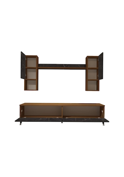 Decoraktiv Eko 5da Mdf Std Silver Tv Ünitesi Tv Sehpası Ceviz - Siyah Mermer