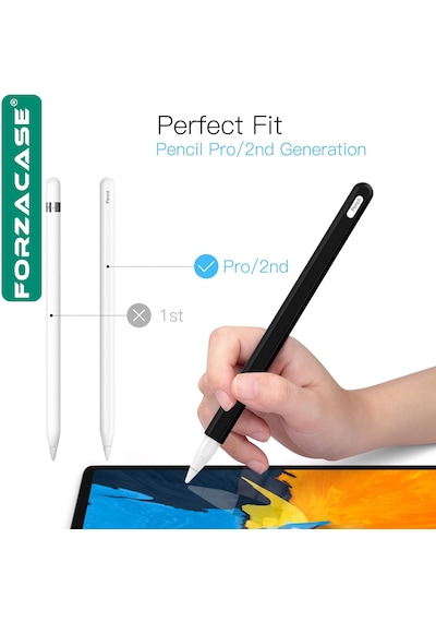 Forzacase Apple Pencil 2. Nesil İle Uyumlu Manyetik Şarj Destekli İnce Ergonomik Kaymaz Koruyucu Kalem Kılıf - Fc1232 Siyah