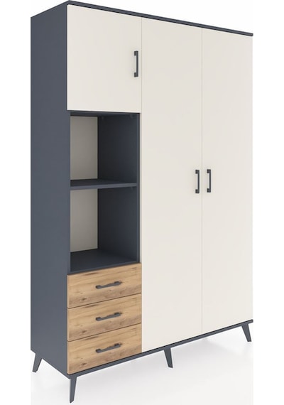 Hyperion Dolap 6 Raflı 3 Çekmeceli Tek Askılı 132x44x195 Antrasit-aytaşı/çam Aytası/atlas Çam Hyperion Dolap 6 Raflı 3 Çekmeceli Tek Askılı 132x44x195 Antrasit-aytaşı/çam Aytası/atlas Çam