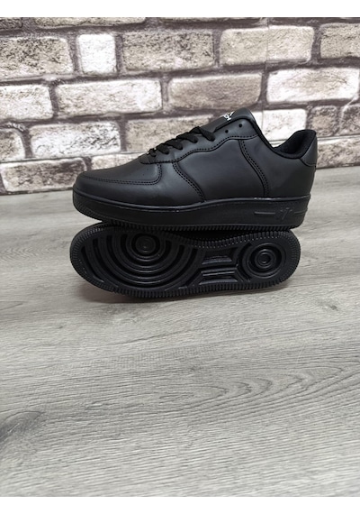 Unisex Günlük Ortopedik Esnek Taban Bağcıklı Spor Ayakkabı Ergonomik Rahat Nefes Alabilen Siyah
