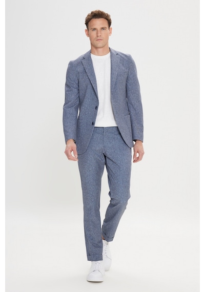 Ac&co Erkek Lacı Slim Fit Mono Yaka Beli Bağlamalı Desenli Takım Elbise