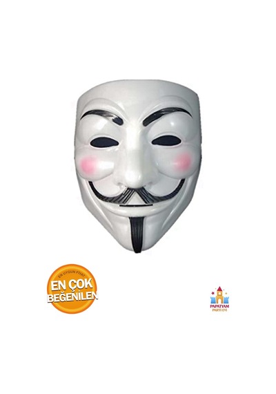Papatyampartievi V For Vendetta Maskesi - Anonim Film Temalı Beyaz