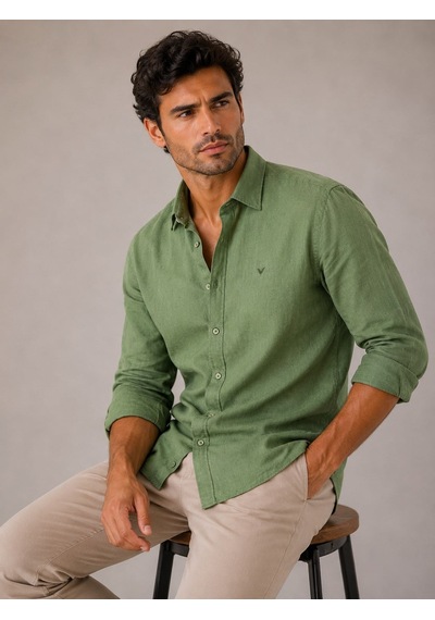 Slim Fit Uzun Kol %100 Keten Nefes Alabilen Kumaştan Hediye Kutulu Erkek Gömlek Fs-004170 - Yeşil-3262 Slim Fit Uzun Kol %100 Keten Nefes Alabilen Kumaştan Hediye Kutulu Erkek Gömlek Fs-004170 - Yeşil-3262