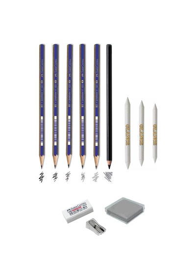 Faber Dereceli Resim Kalemi Seti Hb-b-2b-4b-5b Hamur Silgi,kalemtraş,dağıtma Kalemleri,silgi
