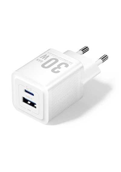 Vention 30w Gan Çift Çıkışlı 1xusb-c 30w + 1xusb-a 30w Hızlı Şarj Cihazı İphone Uyumlu Beyaz