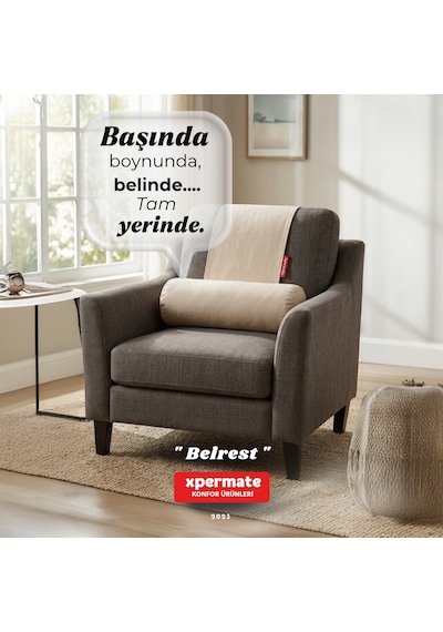Belrest Bel Boyun Baş Destek Yastığı Ayarlanabilir Ağırlıklı Koltuk Kanepe Ve Araç Boyun Yastığı Bej