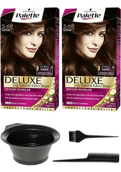 Palette Deluxe Saç Boya 5 - 68 Kestane 2 Li+Boyama Set