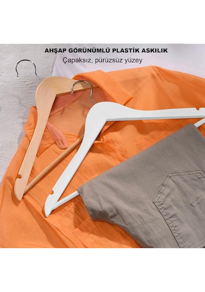 Ahşap Görünümlü Plastik Elbise Askısı A Kalite 5 Adet Al4494 Kahve