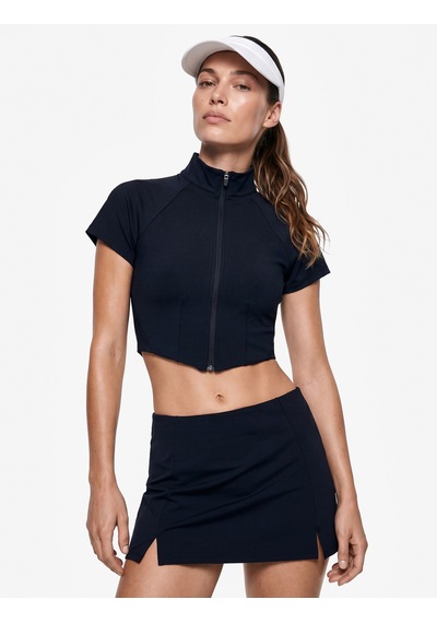 Koton Slim Fit Dik Yaka Reglan Kollu Fermuarlı Spor Tişört Lacivert 7wak10100nk