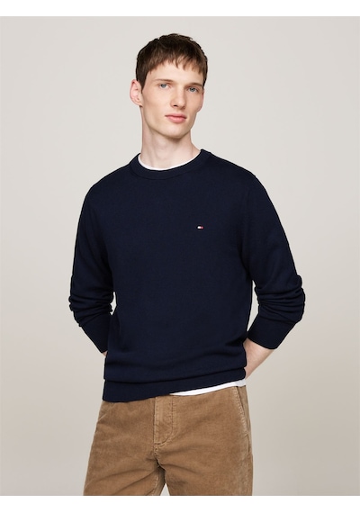Tommy Hilfiger Pıma Org Ctn Cashmere Crew Neck Erkek Mavi Kazak - Mw0mw28046