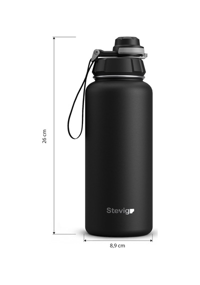 Stevig 1 Hand Leak-proof Sızdırmaz Çelik Termos 1000 Ml Black St-