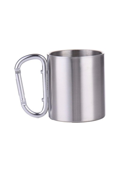 Karamina Çift Kat Çelik Kahve Kamp Bardağı Fincanı 180 ML cin230 Gri
