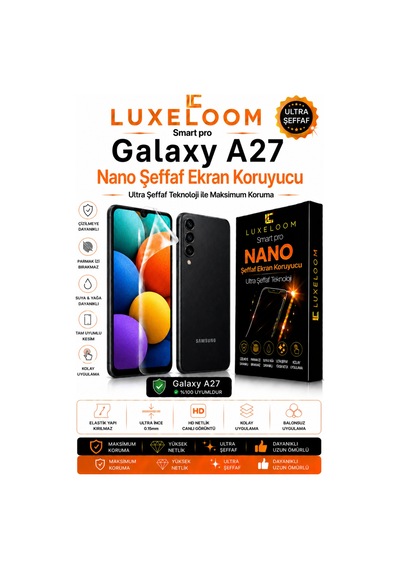 Luxeloom Smart Pro Samsung Uyumlu Galaxy A27 Nano Şeffaf Ekran Koruyucu