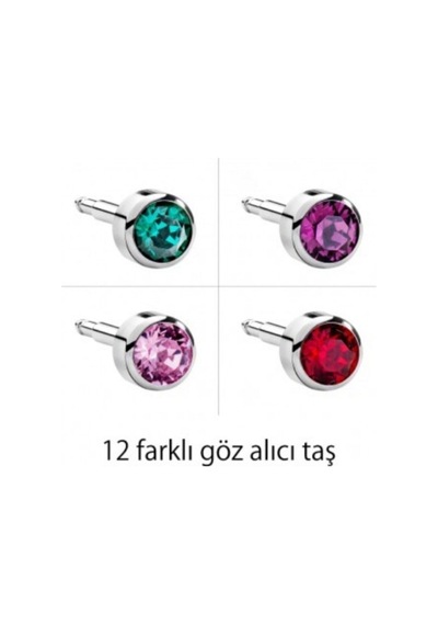 Nına Kulak Delme Küpesi 12 Çift Gümüş