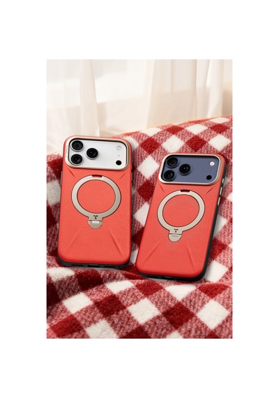 Torras Apple iPhone Uyumlu 17 Pro O Stand Spin Vegskin Serisi Magsafe Kılıf Kırmızı