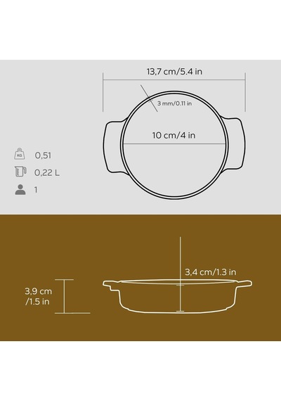 Pişirme Kabı, Lv Eco Gv 11, Yuvarlak Güveç, Çap 11 Cm, Dökme Demir, Siyah Belirtilmemiş