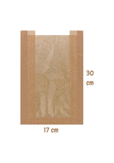 20 Adet 21x30 Pencereli Kraft Kese Kağıdı Gıdaya Uygun Poğaça Tost Sandviç Simit Kağıdı 18 X 29 Cm