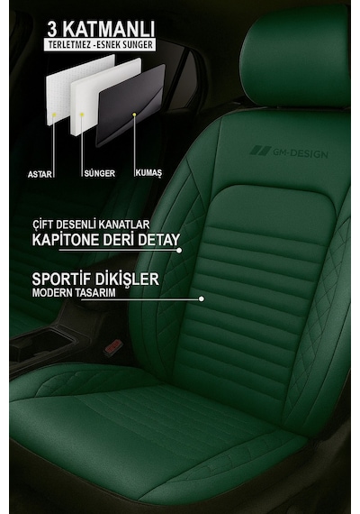 Naz Oto İstanbul Serisi Deri Oto Koltuk Kılıfı Ford Focus-fiesta-fordscort Uyumlu