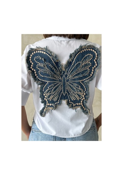 Verymoda Arkası Kelebek Detaylı Gömlek - D2787 Beyaz