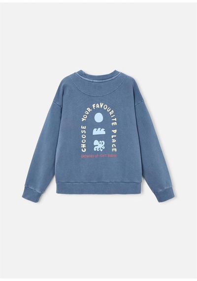 The Boston Kids Erkek Çocuk Baskılı Sweatshirt Mavi 6423
