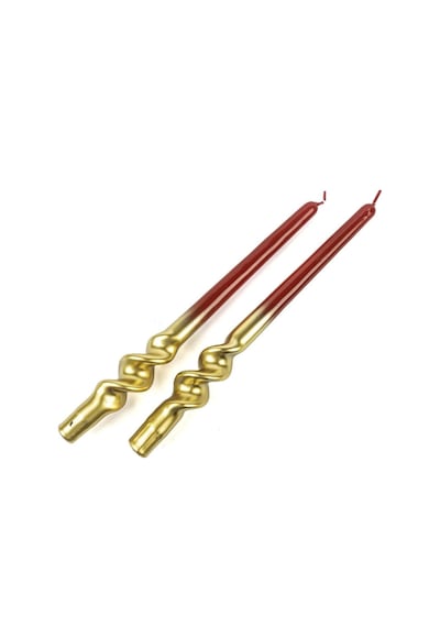 Mikasa Moor Gold Kırmızı 2'li Mum 30cm Altın - Kırmızı