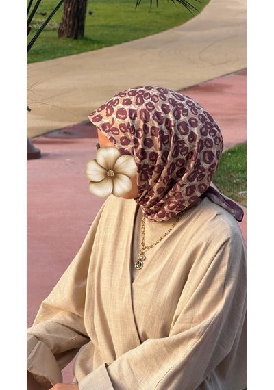 Qalortex Scarf Pamuklu Pera Desen Eşarp - Mürdüm