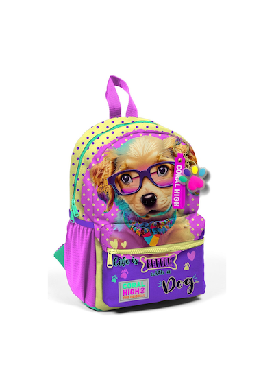 Minik Yuva Sırt Çantası Sarı Pembe Sevimli Köpek Desenli İki Bölmeli 23552