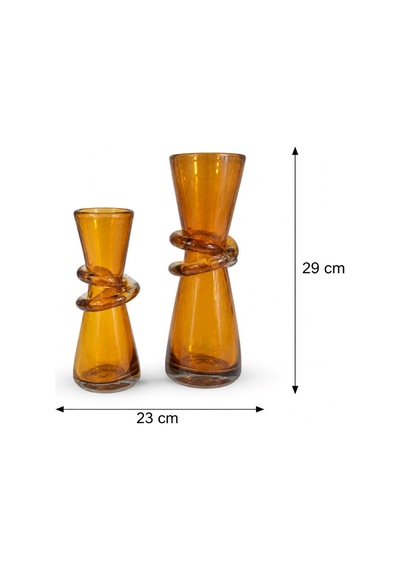 Fiyonk Boğumlu 2li Vazo Amber 29x23 Cm