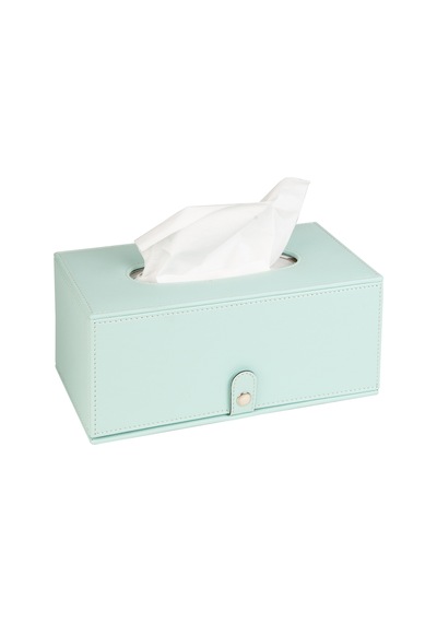 2k Premium Tasarım Vegan Deri Mendil Ve Peçete Kutusu Maksi Boy Peçetelik Ofis Ev Hediyelik Masa Üstü Aksesuar 24x13x10 Cm. Su Yeşili