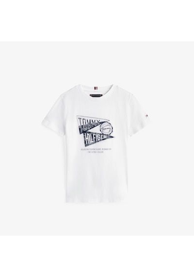Tommy Hilfiger Textured Graphic Çocuk Beyaz T-shirt Kb0kb09719 Beyaz