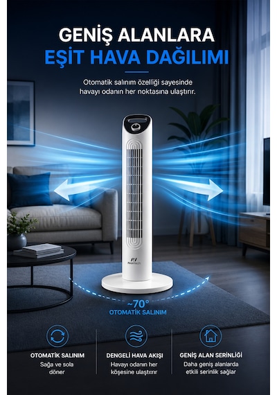 Ev-30 Kule Tipi Vantilatör Sessiz Çalışma Şık Ve Modern Tasarım Ev Ve Ofis Kullanımı