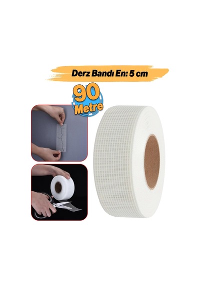 Lexroo Yapışkanlı Derz Bandı 90 Metre İç Dış Cephe Sıva Filesi 5 Cm Tamir Sıvası Yalıtım Montalama