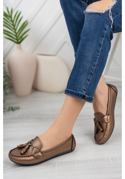 Khayt Tassel Casual Günlük Kadın Babet Ayakkabı Bakır