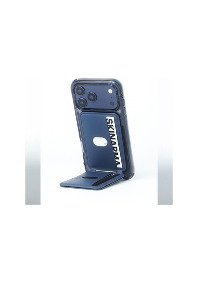 Skinarma Axis Serisi Foldable Stand Özellikli Deri Tasarımlı Kartlık Lacivert Lacivert