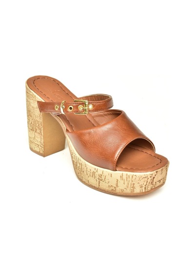 Fox Shoes U996254409 Taba Platform Kalın Topuklu Kadın Ayakkabı Taba