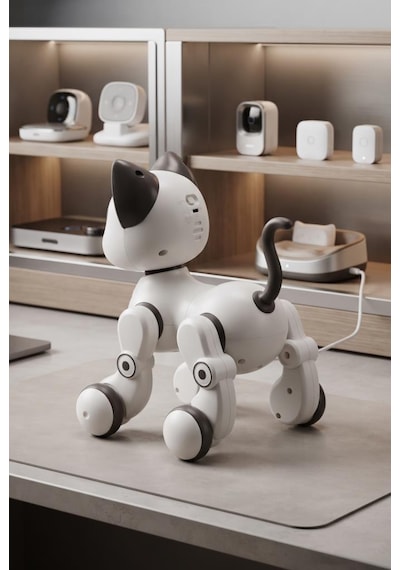 Akıllı Robot Kedi Zeka Dolu Eğitici Uzaktan Kumandalı Sesli Ve Hareketli Oyuncak Kedi Beyaz