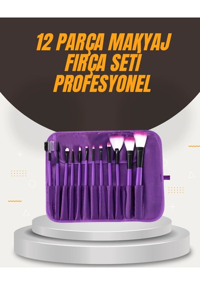 Mey İthalat Fondöten, Allık Ve Far Uygulamalarına Uygun 12 Parça Makyaj Fırça Takımı Ergonomik Saplı