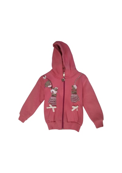 Kız Bebek Ceket Pembe Kapşonlu Fermuarlı Pamuklu 107 Pembe