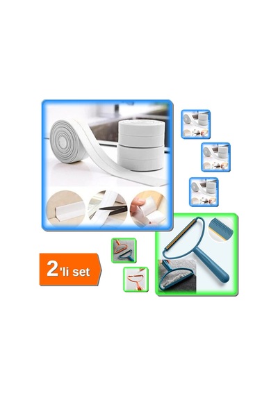 156 Gr Beyaz Su Sızdırmaz Lavabo Kenar Bandı 3.2 M + Elbise Tiftik Tüy Toplama Aleti - 2li Set U1t1l Belirtilmemiş